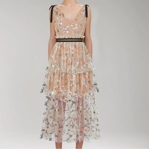 Self Portrait Star Mesh Midi Dress